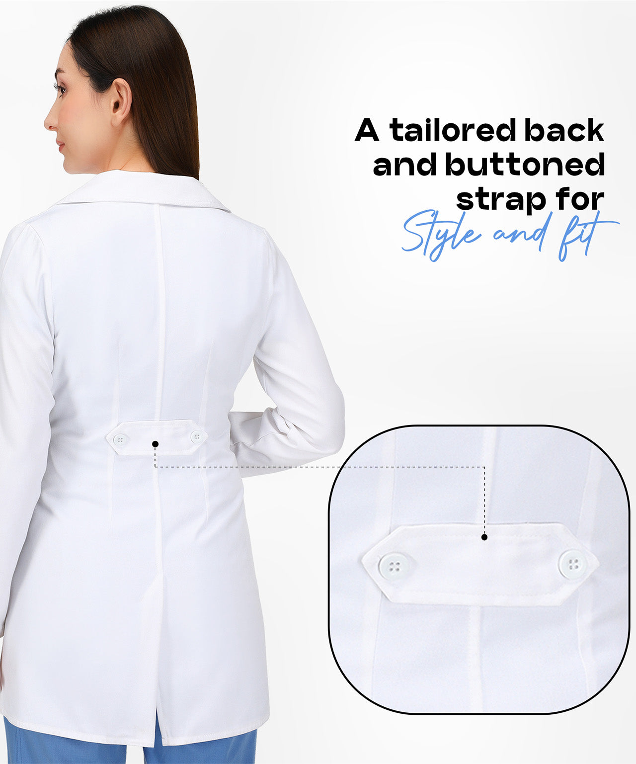 Women`s Professional Long Sleeve Lab Coat with Pockets
